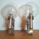 Pair of bubbled glass and inox wall lamps Doria Leuchten design 70s