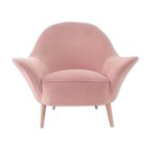 Italian armchair of the years 50 velvet old rose