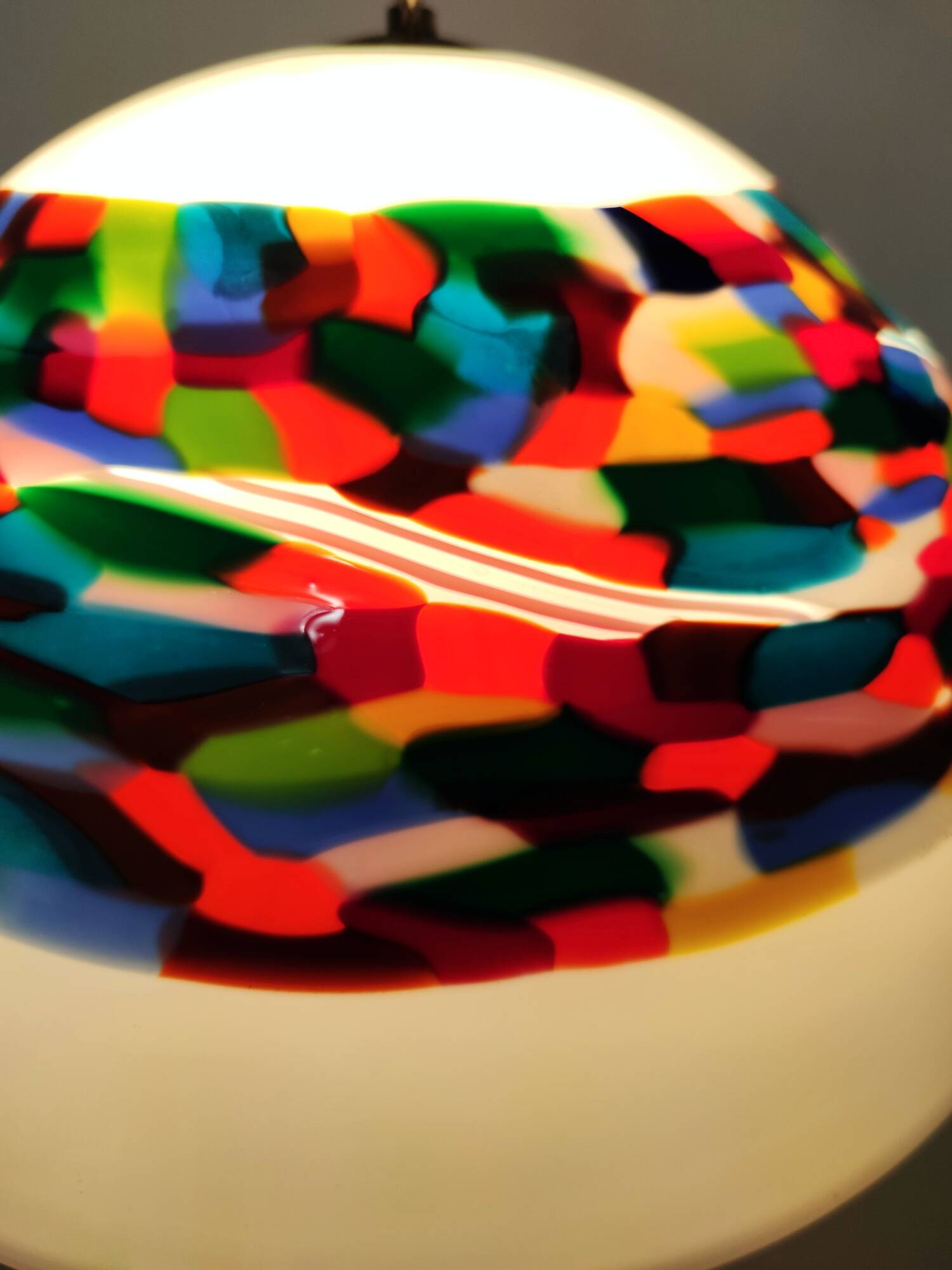 White and Colored Blown Glass and Chrome-Plated Metal Pendant by La Murrina