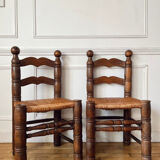 Pair of rustic chairs in the style of Charles Dudouyt.