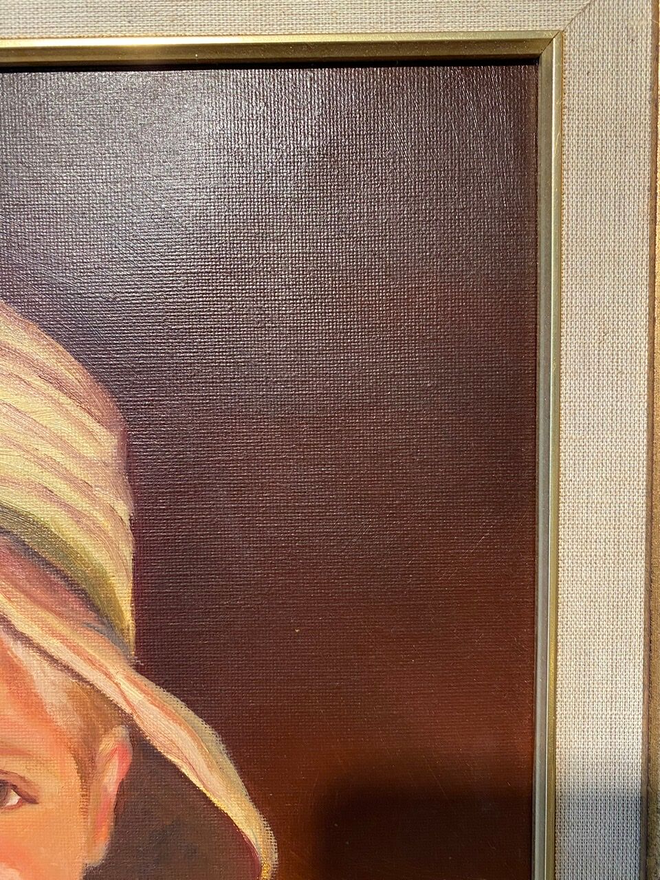 Portrait of the boy in the straw hat 70s/80s, signed