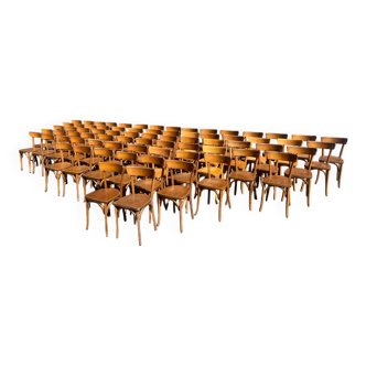 Lot 60 chaises de bistrot bois BAUMANN 1970’