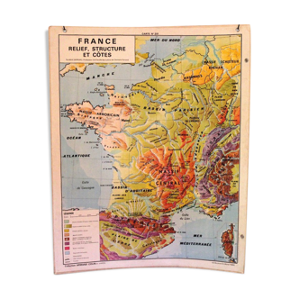 Carte scolaire de géographie vintage