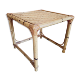 Small square bamboo side table - vintage