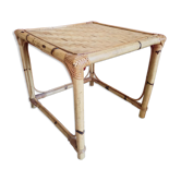 Small square bamboo side table - vintage
