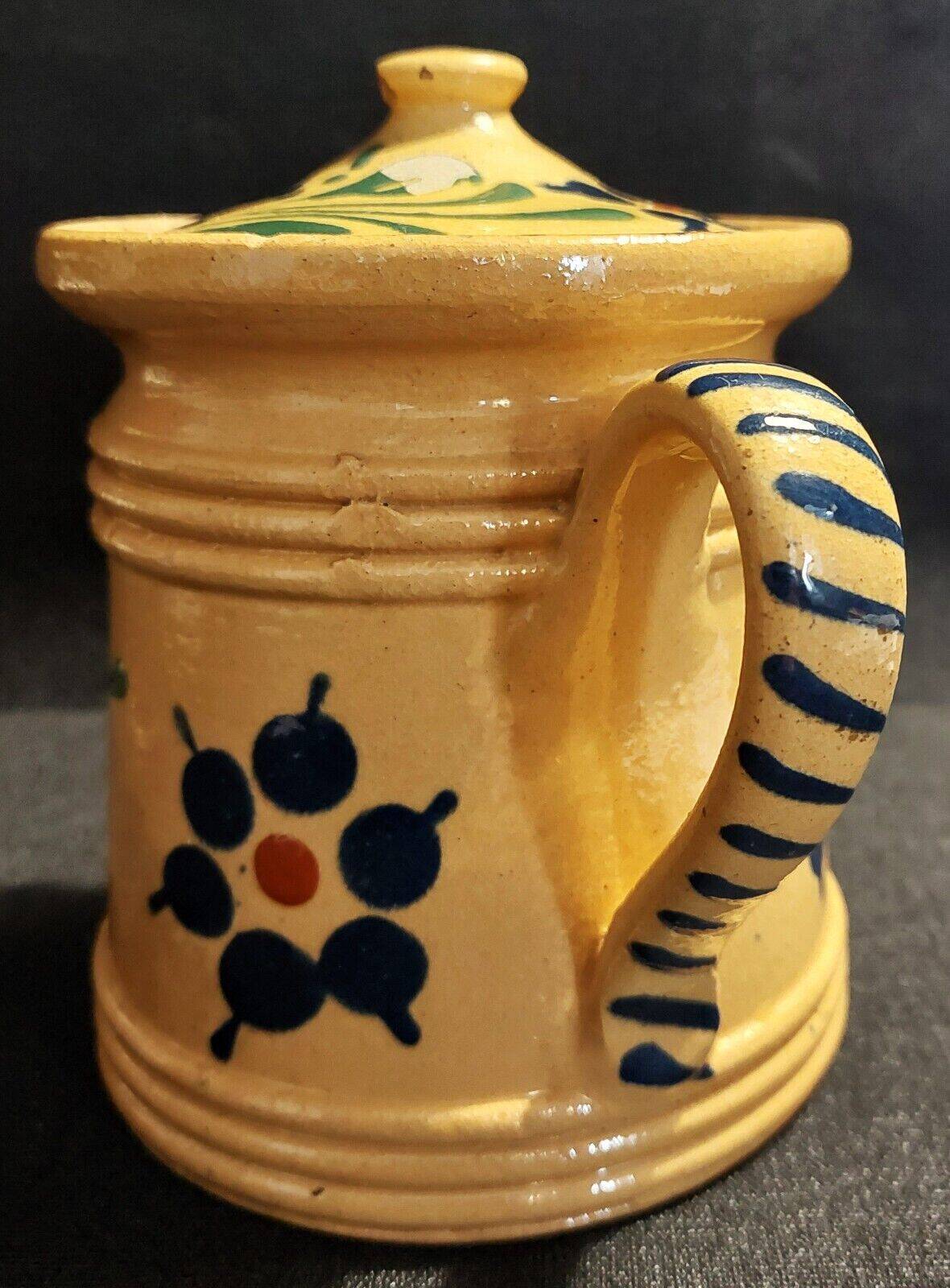 Covered pitcher glazed terracotta Alsace Soufflenheim early 20th century