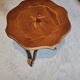 Charming vintage side table – carved wood and inlaid top