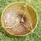 Plafonnier vasque art déco jaune vintage