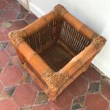 Cache pot en bambou vintage 1970
