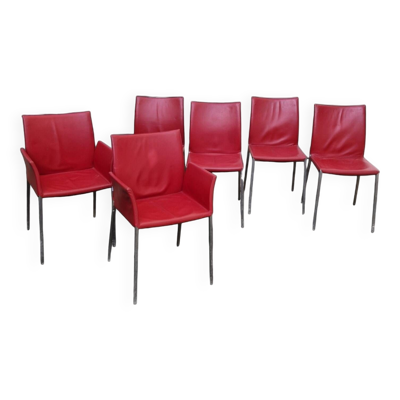 Roberto barbieri pour zanotta, 2 fauteuils et 4 chaises ''lia