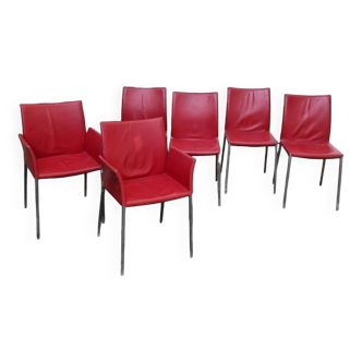 Roberto barbieri pour zanotta, 2 fauteuils et 4 chaises "lia"