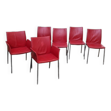 Roberto barbieri pour zanotta, 2 fauteuils et 4 chaises "lia"