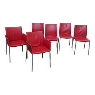 Roberto barbieri for zanotta, 2 armchairs and 4 “lia” chairs