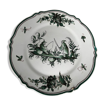 Assiette ancienne XVIIIe décor aux chinois