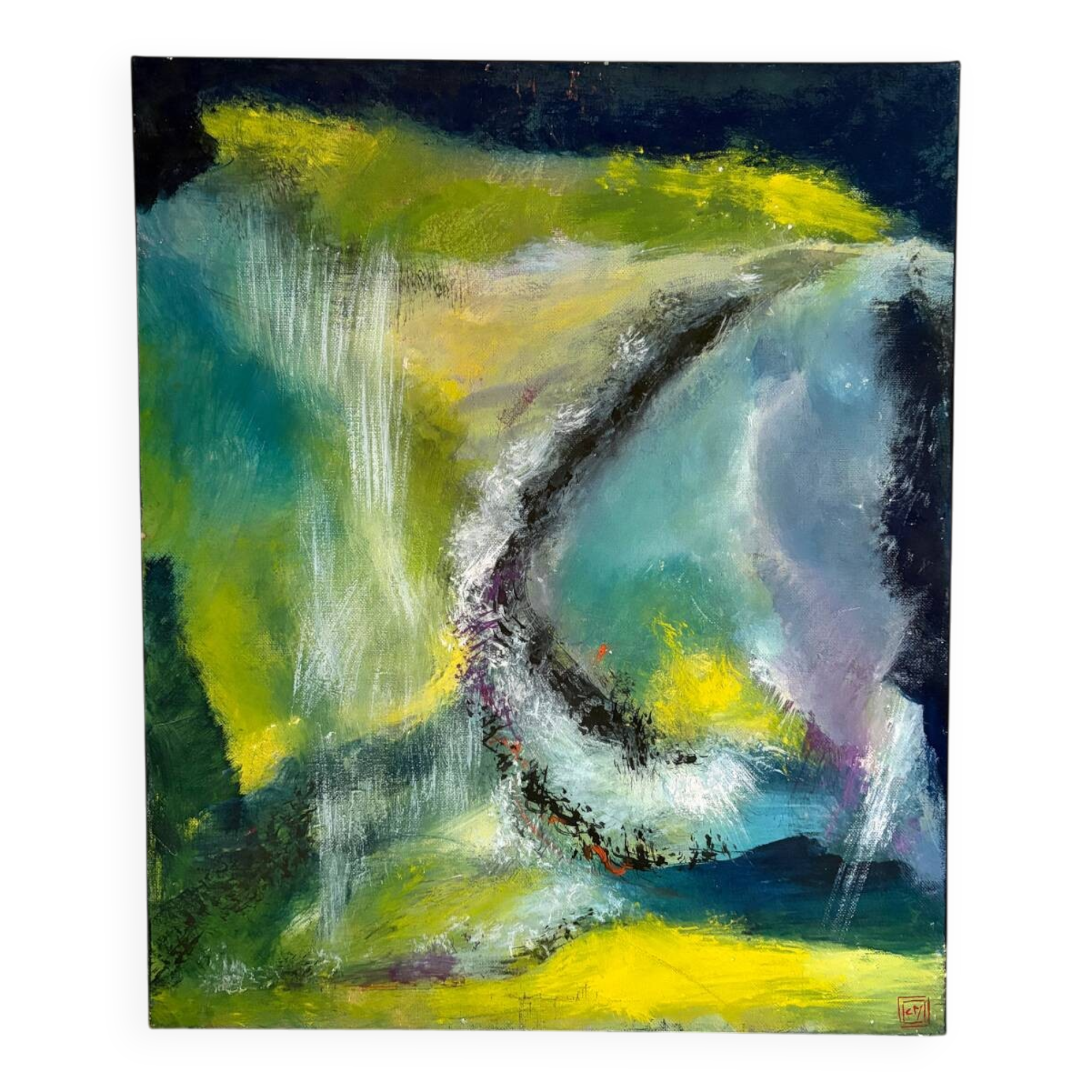 Abstract, oil on canvas signed Christian Mallet 2002