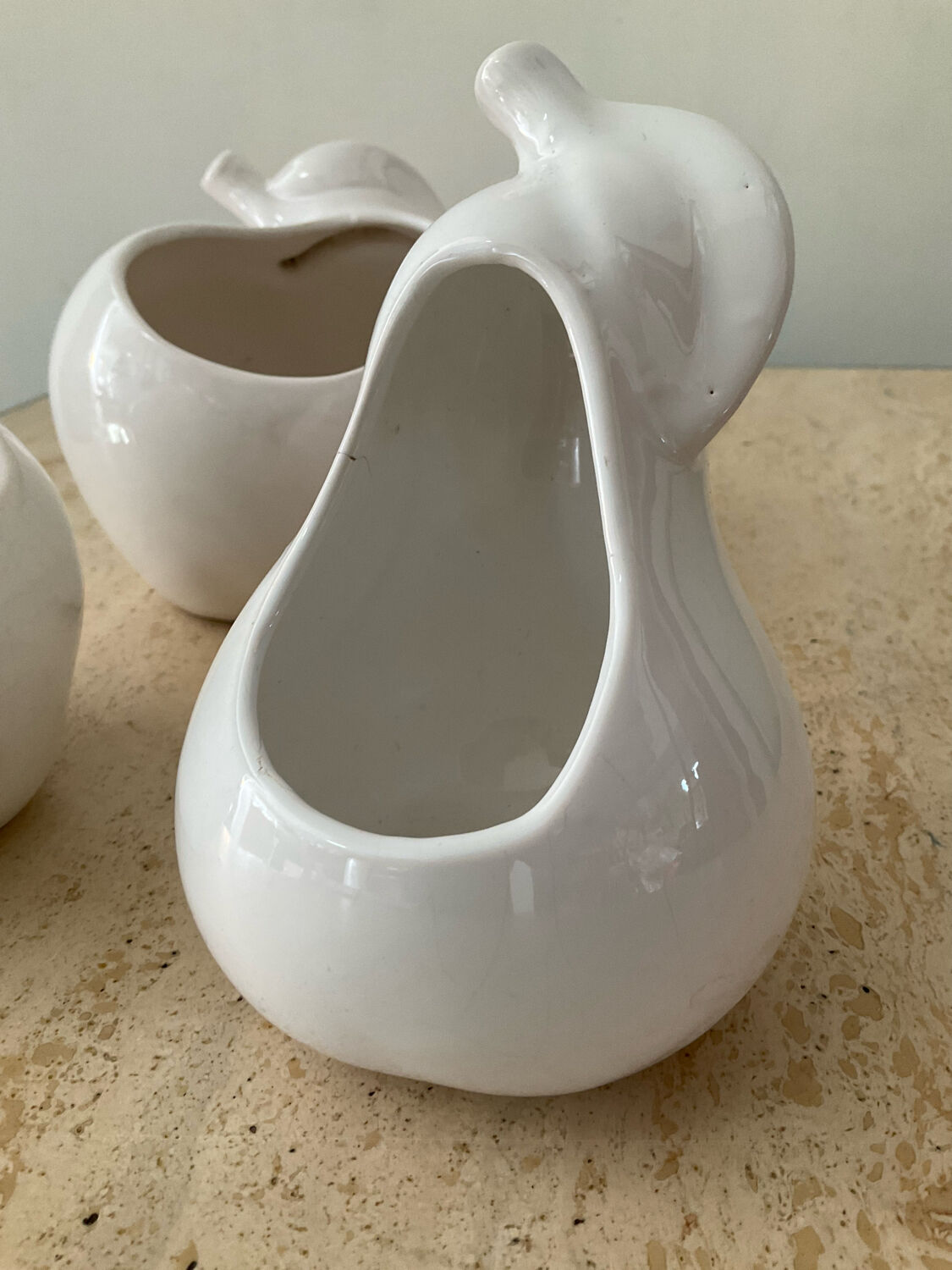 Trio of cache pot vintage apple glazed ceramic