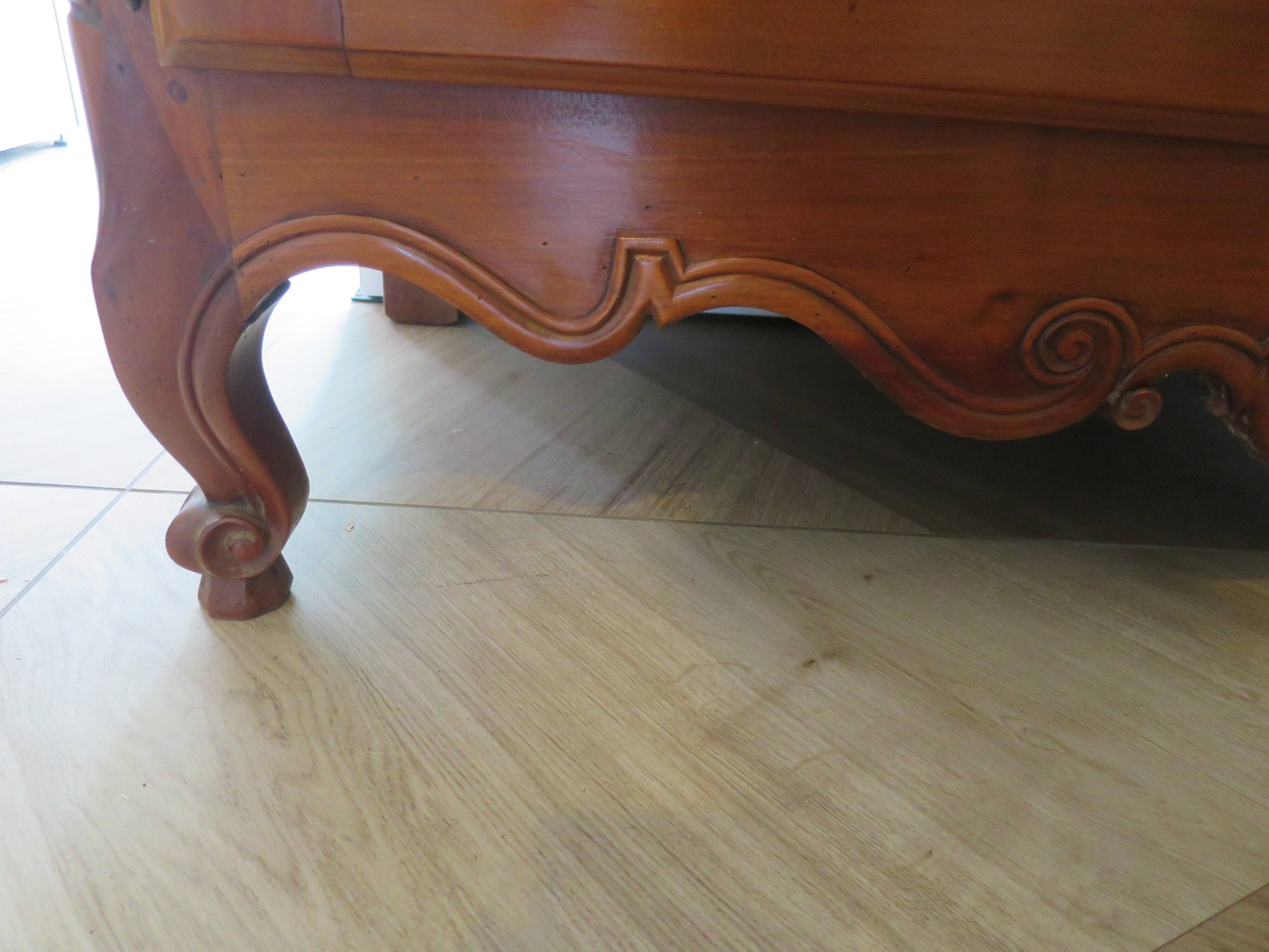 Rustic buffet Louis XV-Regency-jointed-massive wood-snail feet