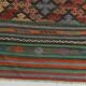 Tapis Kilim Vintage Motifs Ethniques Vert et Rouge, 180x271 Cm