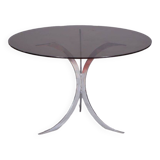 Table with chromed metal legs and smoked glass top, Circa 1970