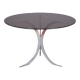 Table  pieds métal chromés et plateau en verre fumé, Circa 1970