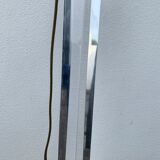 Plexiglas and brass lamp with original pagoda-shaped paper lampshade