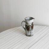 Small sanded stoneware pitcher signed Chantal and Thierry Robert