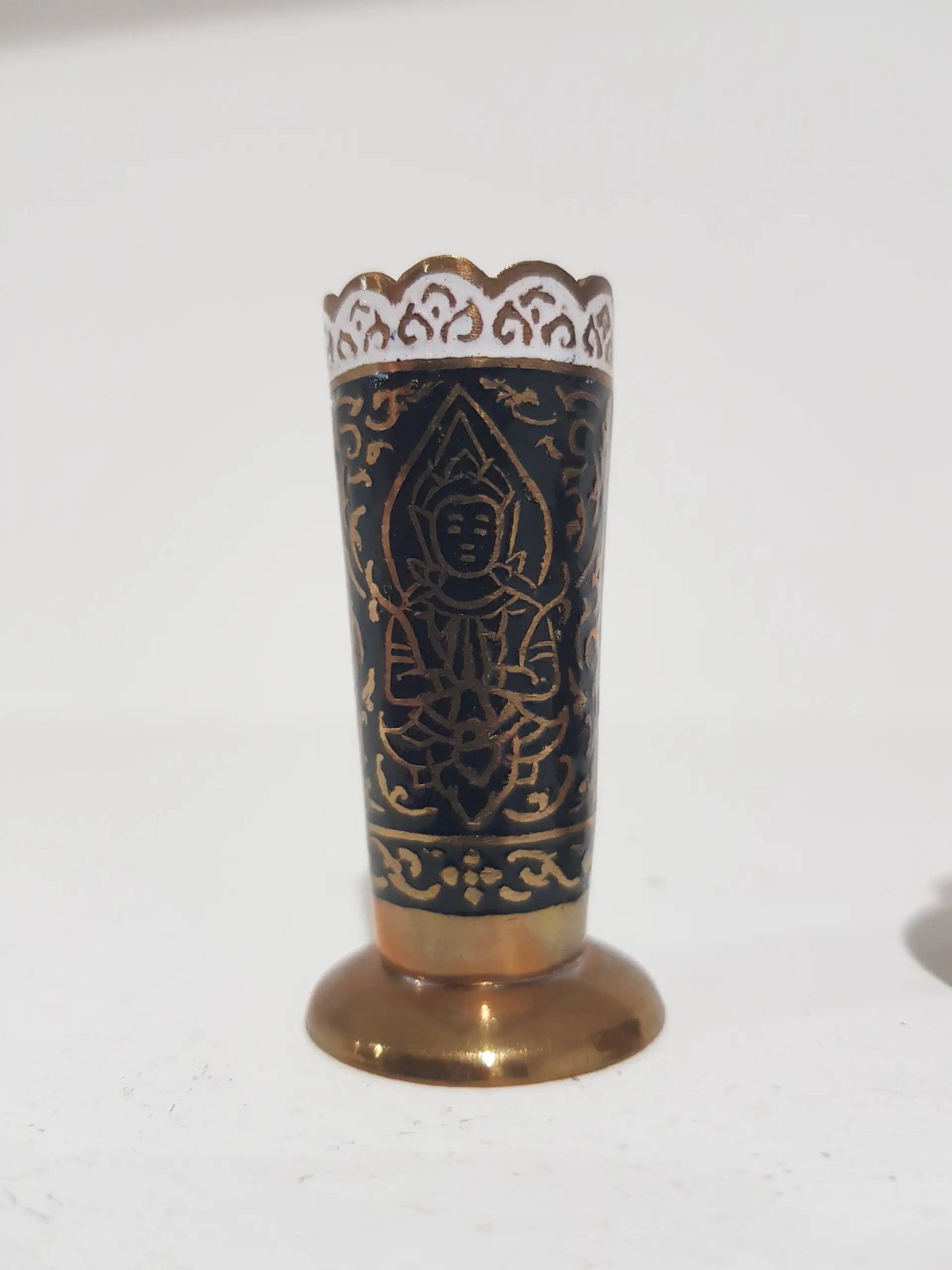Spice set, navy blue and gold, enamelled brass, Thailand, 1960s