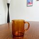 8 vintage Duralex amber glass mugs