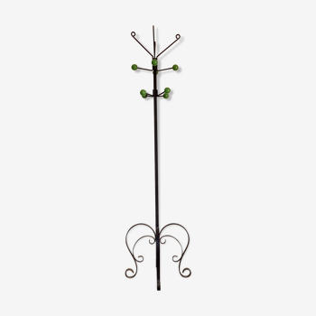 Coat rack wrought iron parrot and green balls