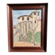 Peinture à l'huile ancienne française, signée B, église de Roquefort de Landes