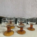 Set stemmed glasses - amber - 70s