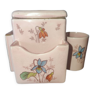 Storage pot with compartments for make-up and beauty products in old earthenware De Bruyn Fives Lille