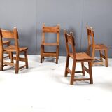 Set of 8 Brutalist Spanish Dining Chairs, 1950s