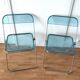 Pair of translucent blue chairs Plia design Giancarlo Piretti for Castelli, 1960.