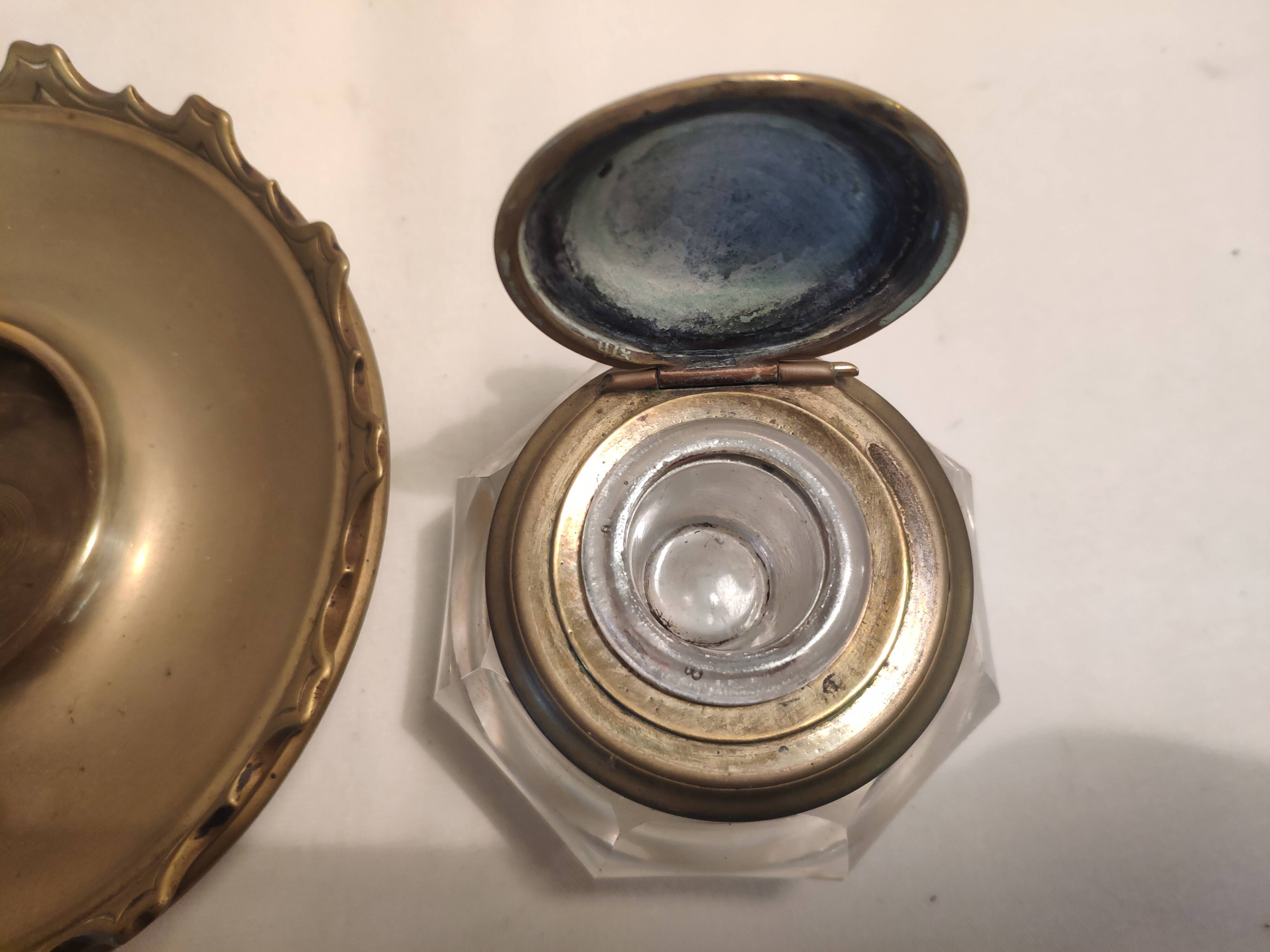 Encrier laiton ancien début XXeme