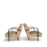 Ensemble de fauteuils Art Déco avec accoudoirs en hêtre arqués.