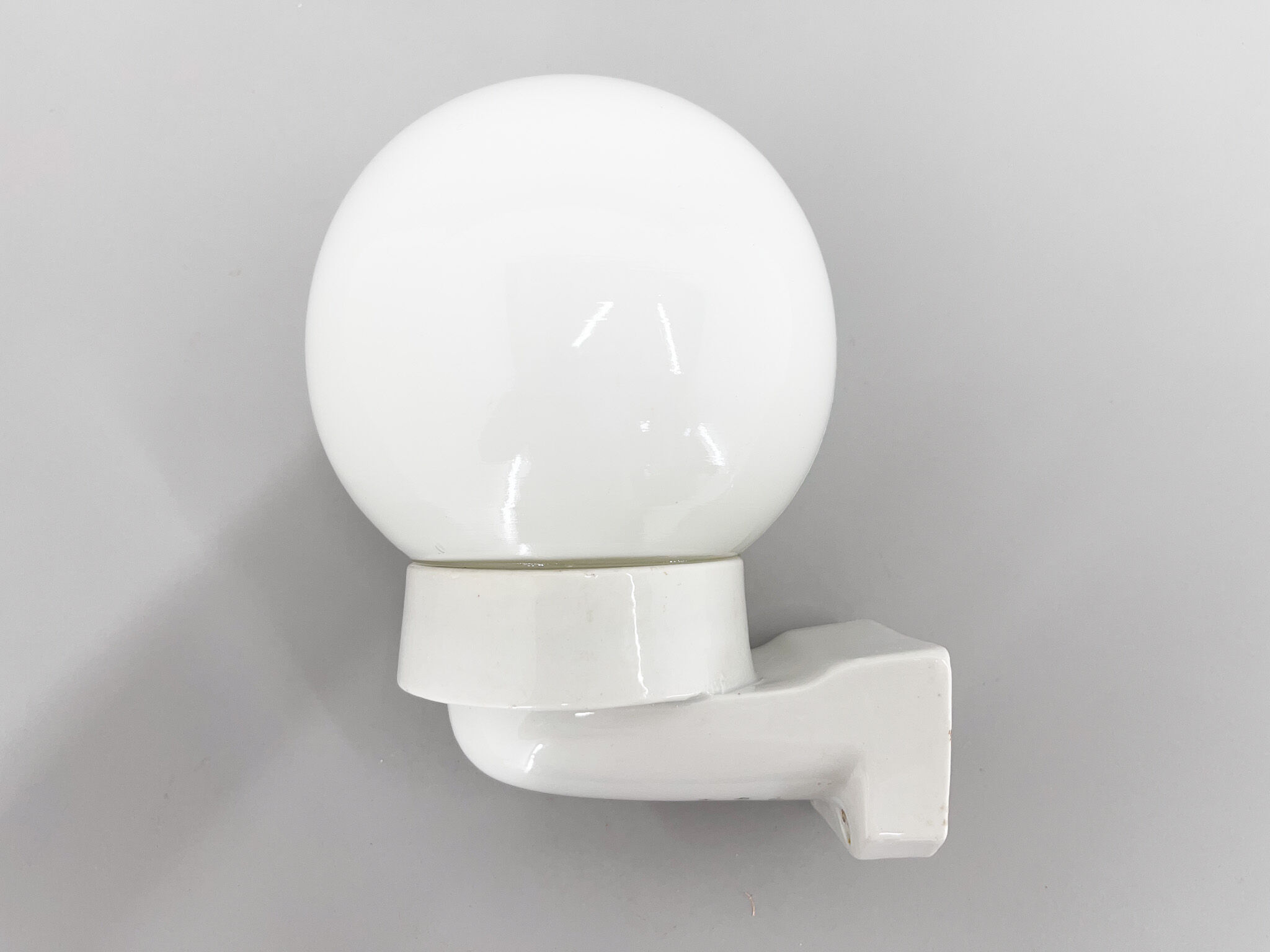 1950's Ceramic & Opaline Glass Wall Lamp, Czechoslovakia
