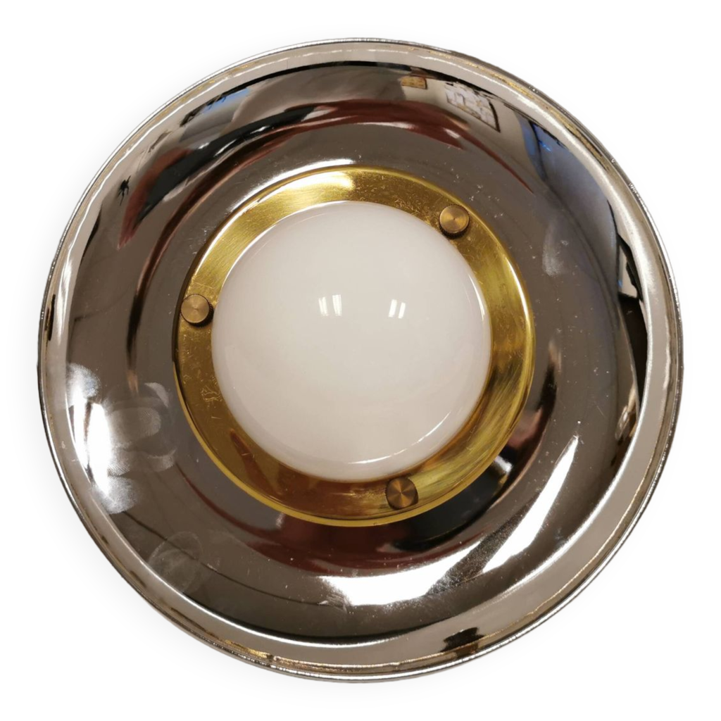 Applique vintage ufo ikea en métal chromé avec détails couleur laiton