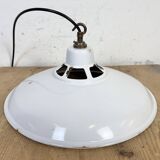Industrial White Enamel Factory Pendant Lamp, 1960s