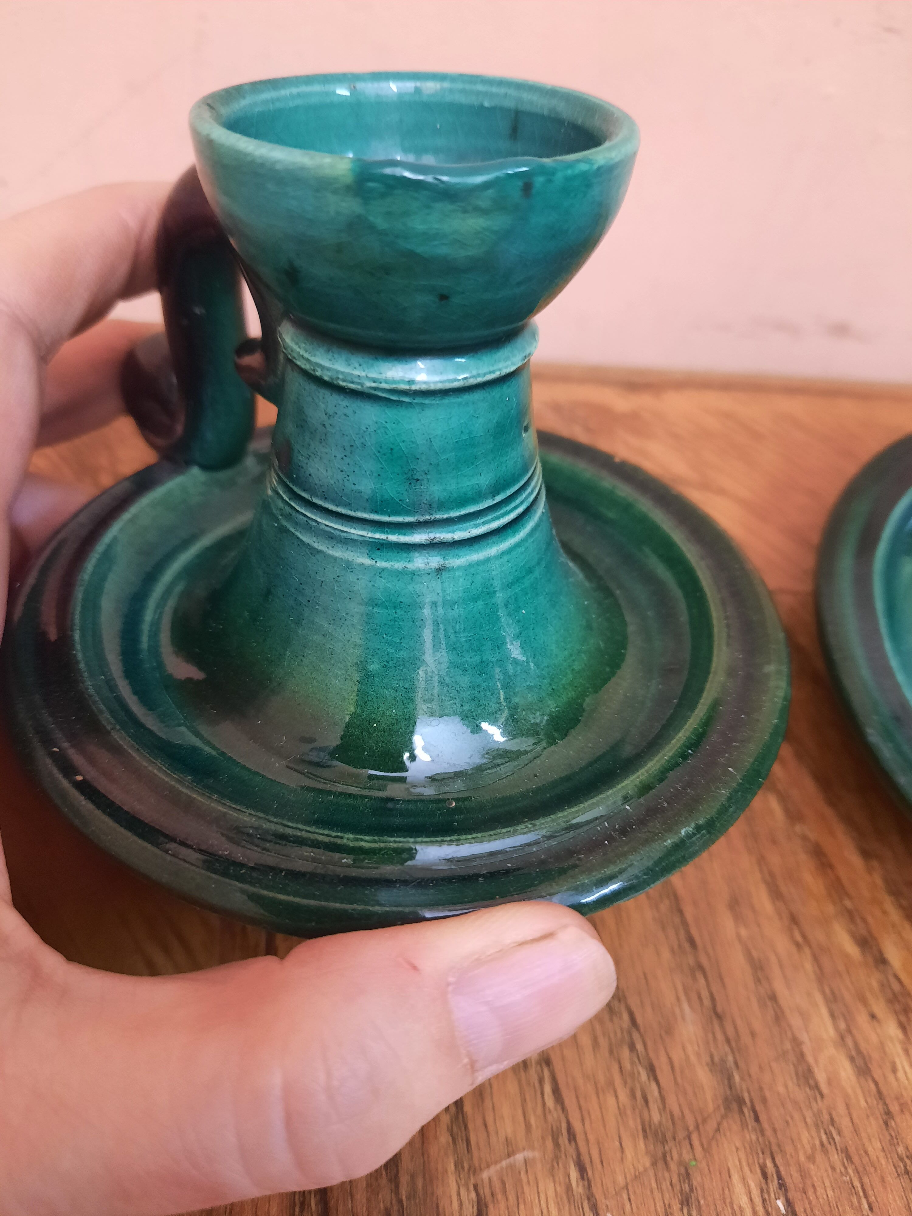 Pair of ceramic candle holders