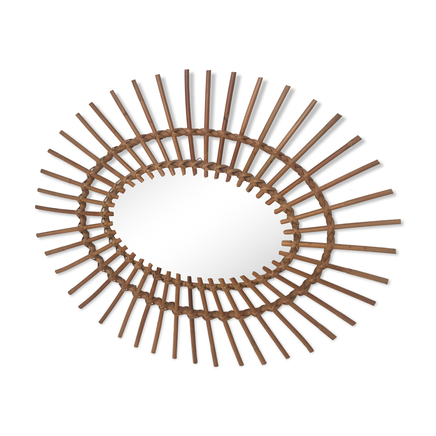 Vintage rattan oval mirror 60/70