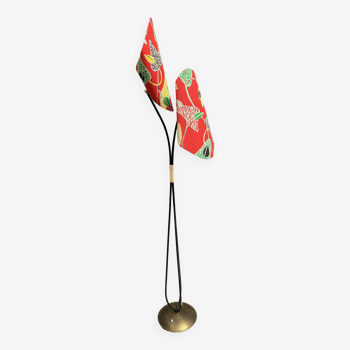 Red  double shades 1950s floor lamp