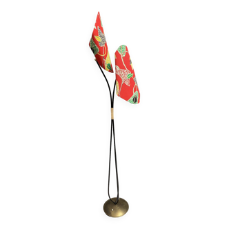 Red  double shades 1950s floor lamp