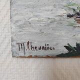 Riverside landscape painting (signed Chevalier)