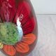 Large glazed ceramic vase with floral decoration – 1970s