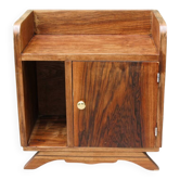 Table de chevet, années 50, plaquage de noyer.