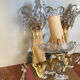 Pair of glass wall sconces with crystal drops