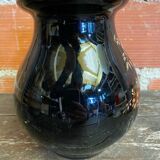 Antique st clement vase black ceramic painted decor vintage