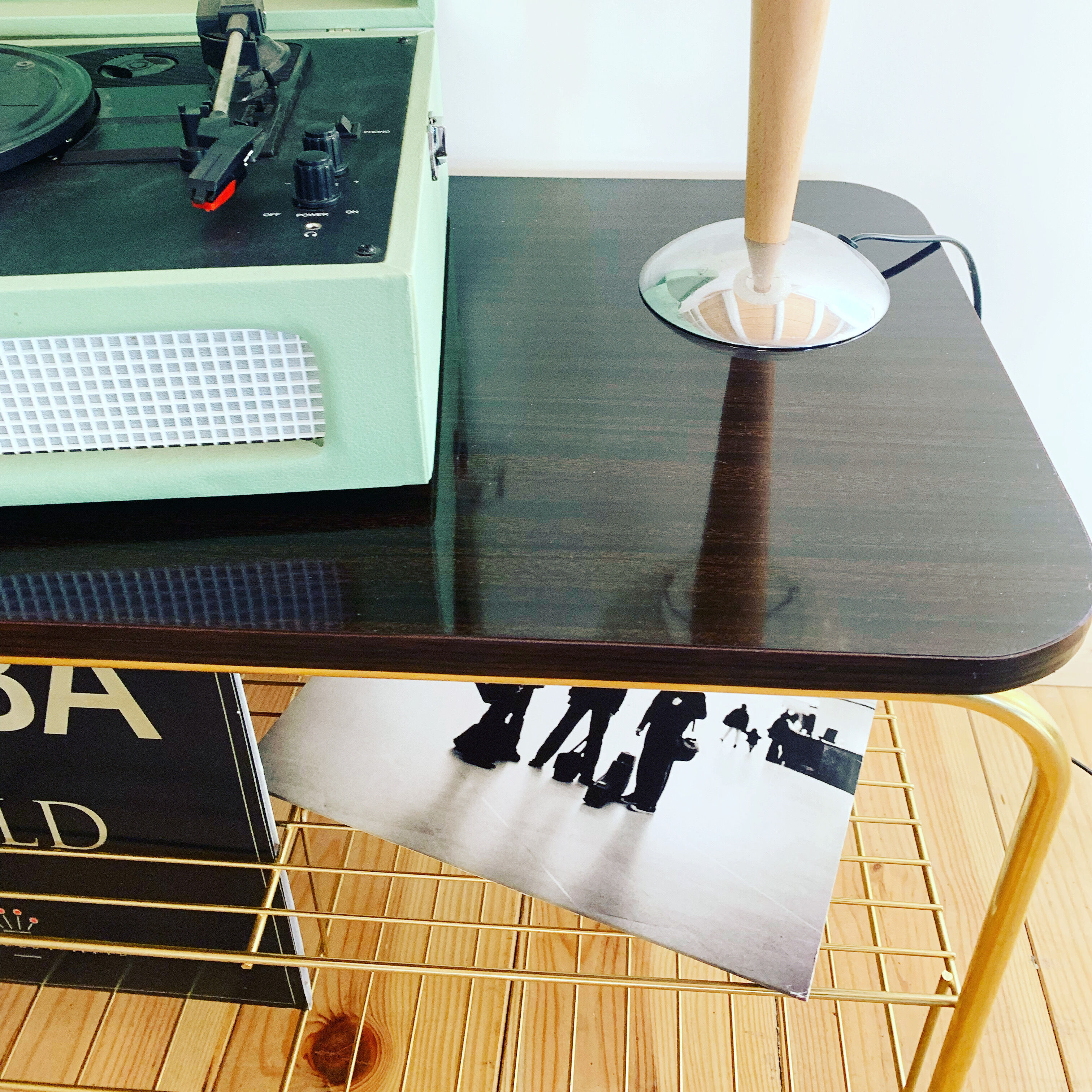 Meuble platine vintage et porte vinyles