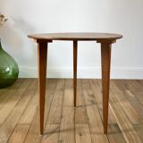Tripod wood veneer side table 50-60s